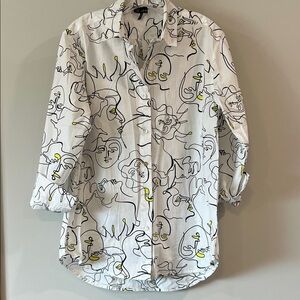 Carre Noir - small, black/white/neon, abstract faces shirt